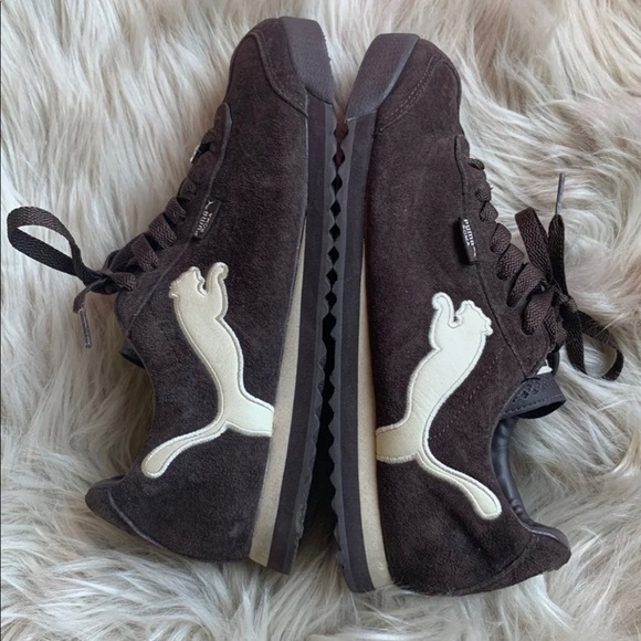 Like NEW Brown Suede Leather Puma Sneakers Sz 7.5 - Picture 4 of 6